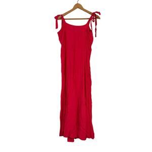 Kendall & Kylie Red Maxi Dress Tie Straps Slit Size 14